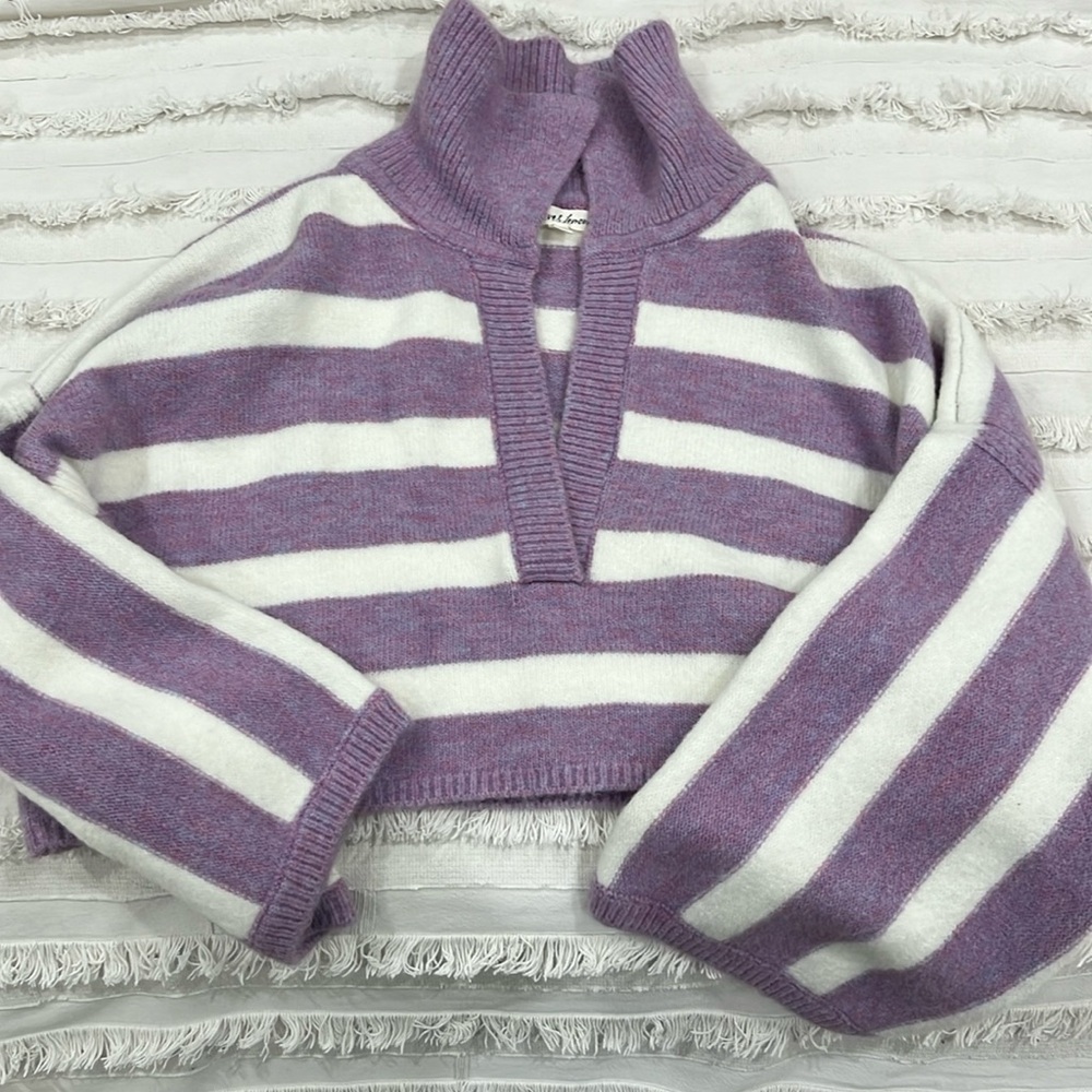 For Love and Lemons Cropped Stripes Sweater